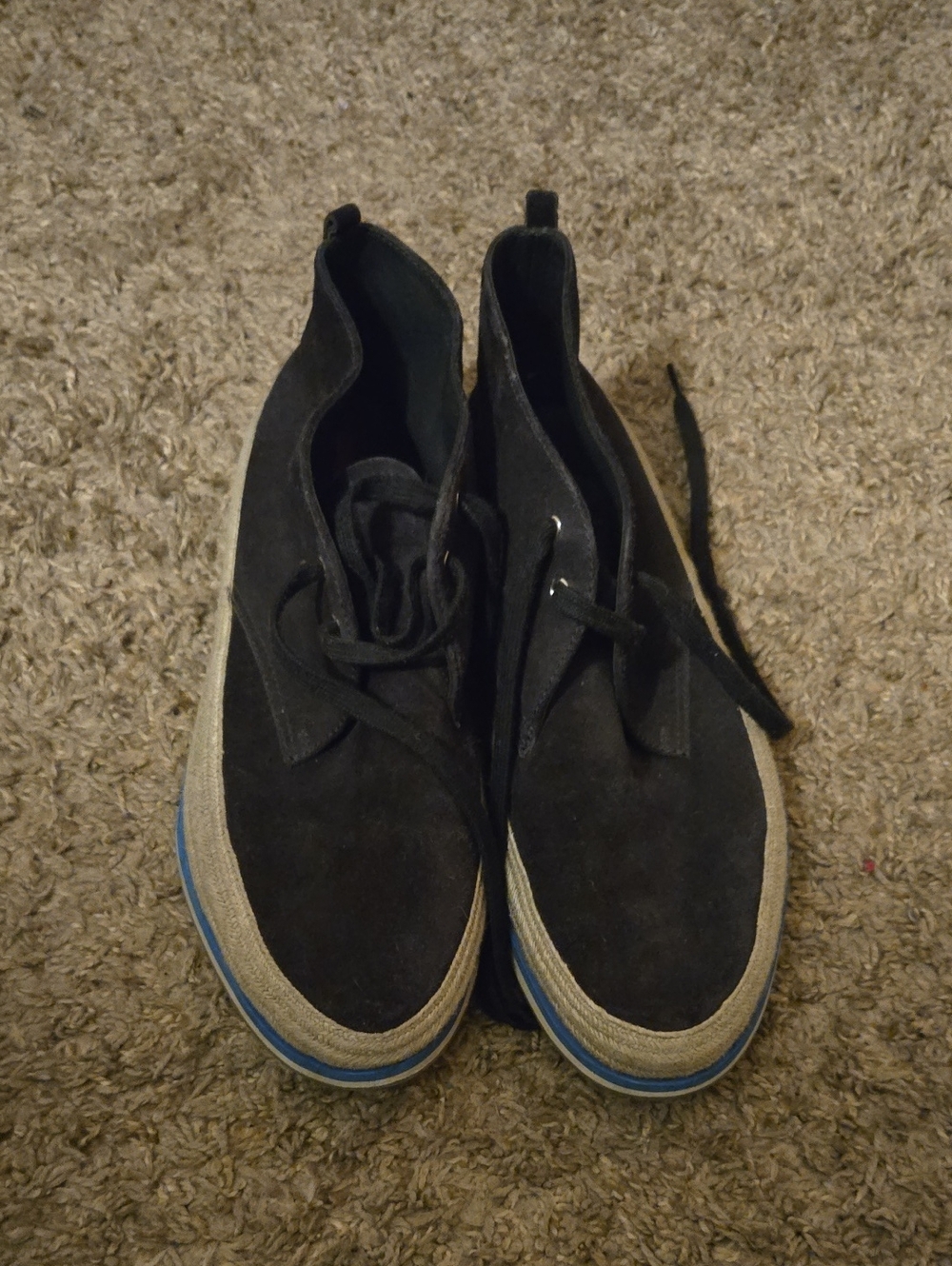 Prada Navy Blue Suede Chukka Boots with Blue Trim